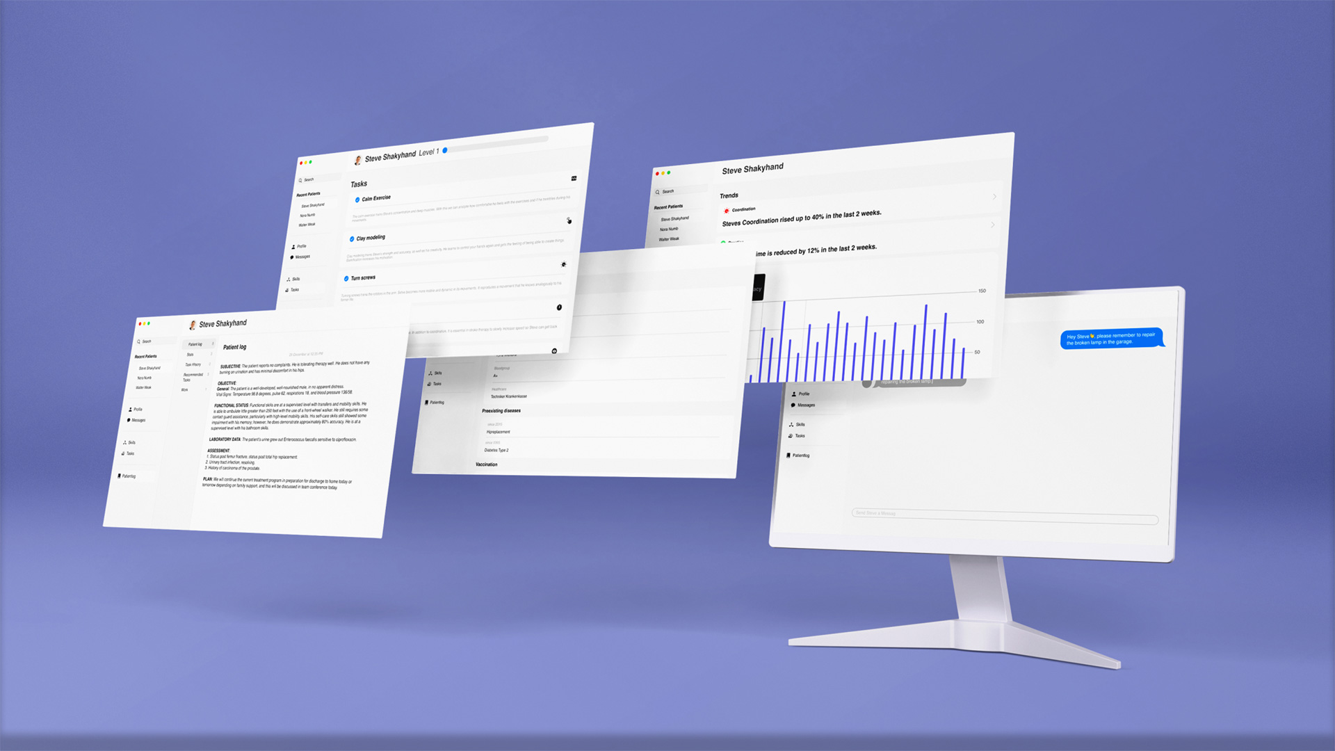 Ärztliches Dashboard mit Fortschrittsübersicht
